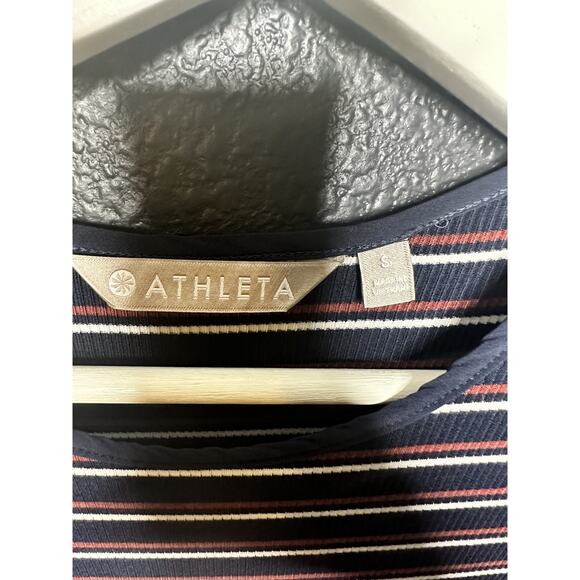 Athleta Navy Blue/Multicolor Sunstream Striped Midi Dress Women's Size Small - Picture 5 of 5